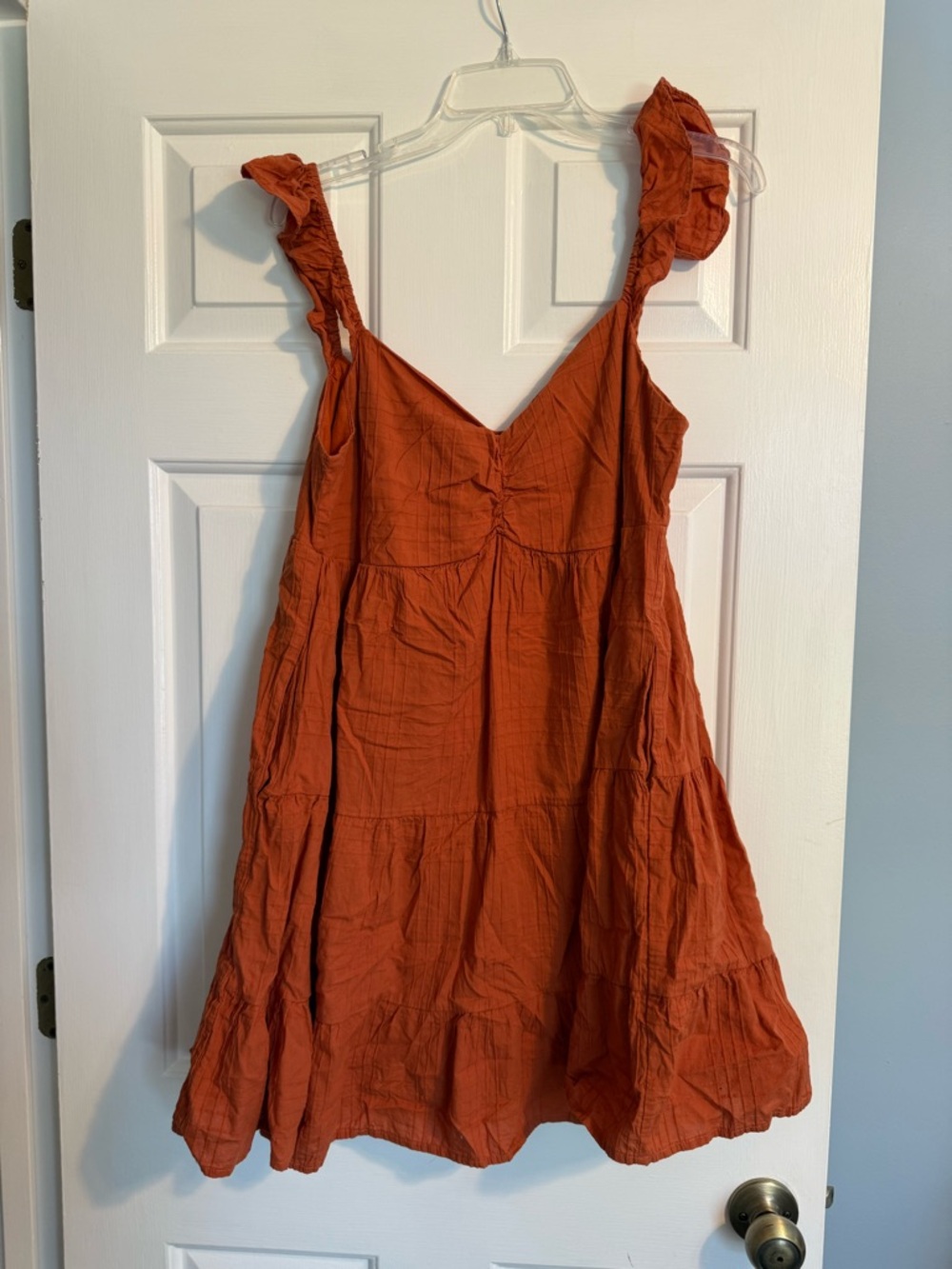Women's Ruffled Strap Tiered Dress - Rust